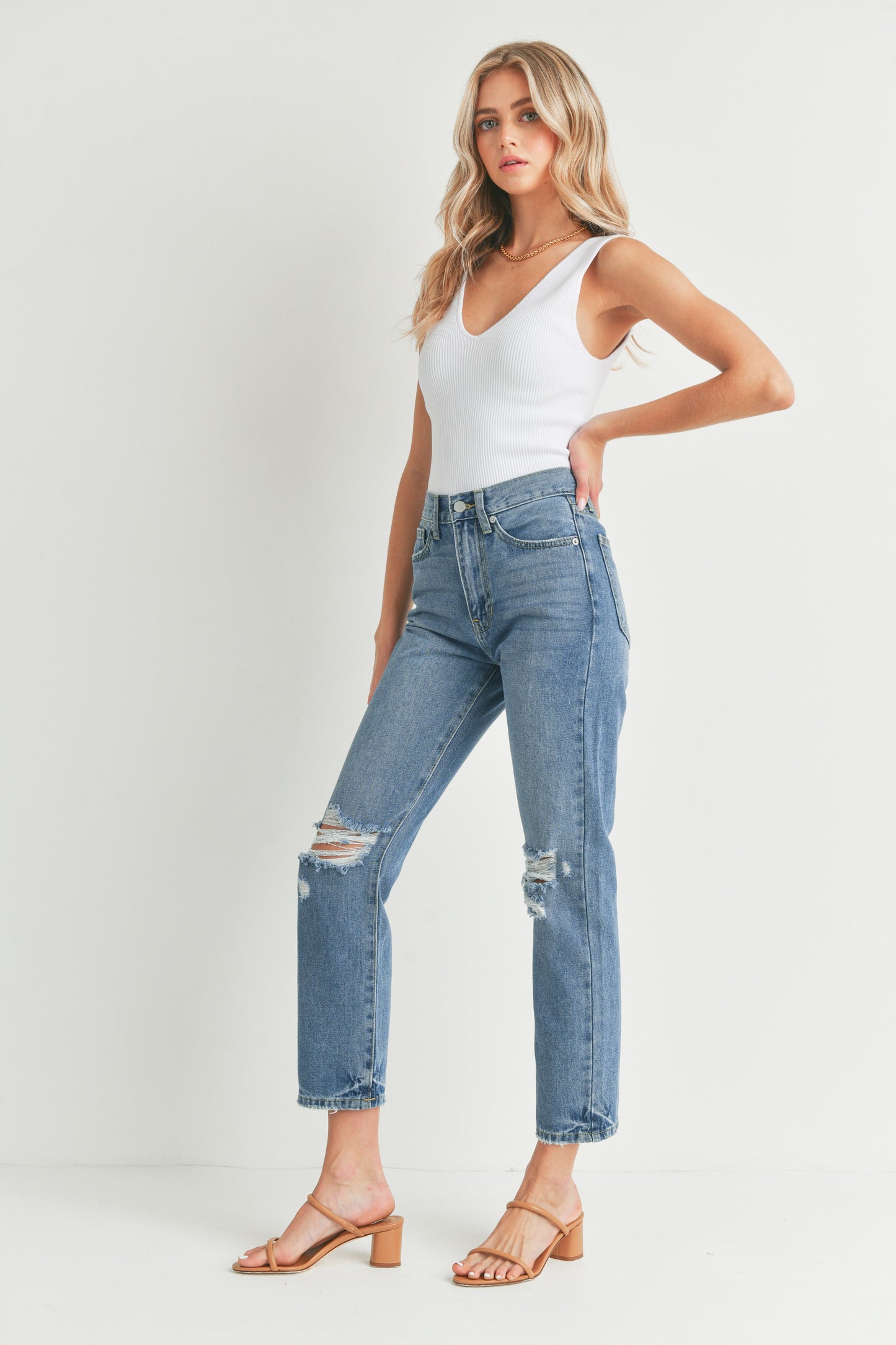 Distressed Straight Jean